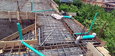 Conduit and pipework in deck