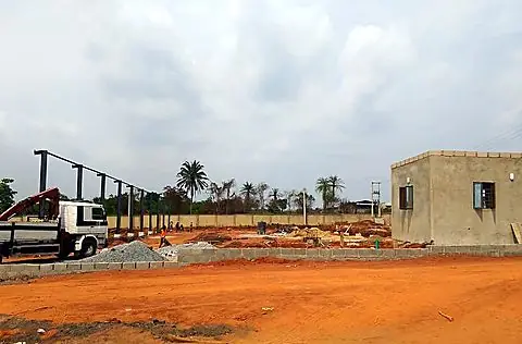 Frame erection begins across the site