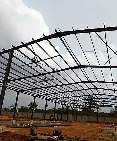 Rafters and purlins in place