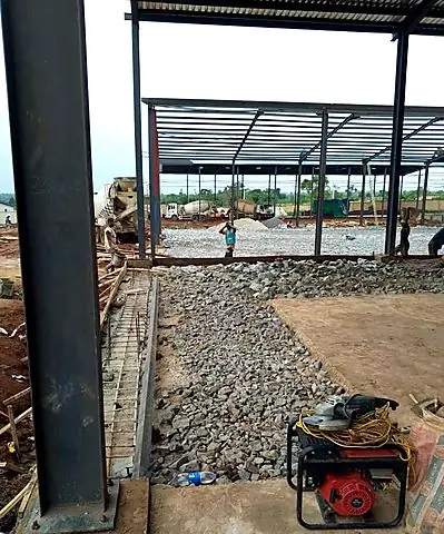 Base plate grouting and hardcore