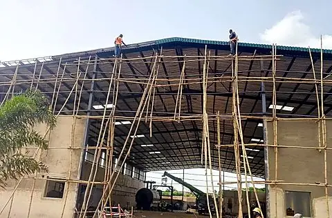 Sheeting the main roof